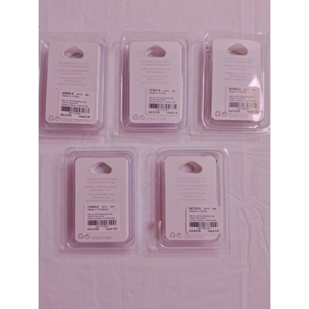 Claire's Icing Lot of 5 New Packages Body Jewelry for Nose Hoops Studs Variety - Picture 6 of 11